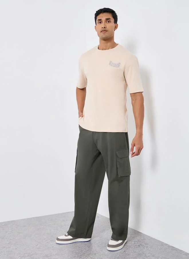 Men Grey Baggy Cargo Pocket Trousers